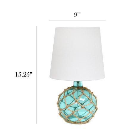 Elegant Designs Buoy Netted Aqua Glass Table Lamp LT1050-AQU